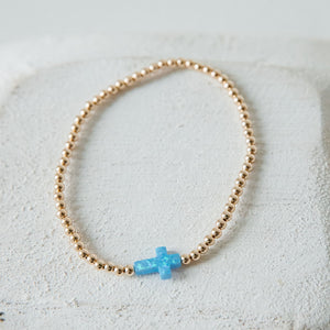 opal cross gold filled bracelet
