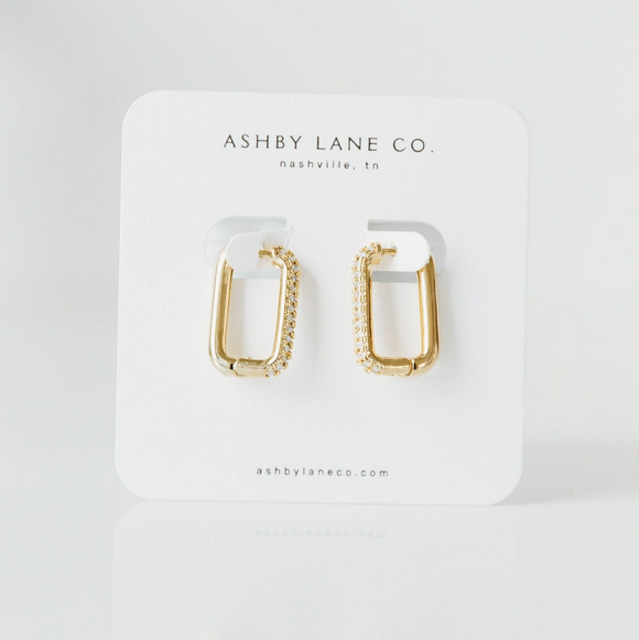 gold filled cz rectangle hoop