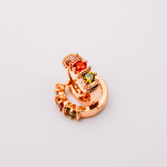 gold filled rainbow cz hoop
